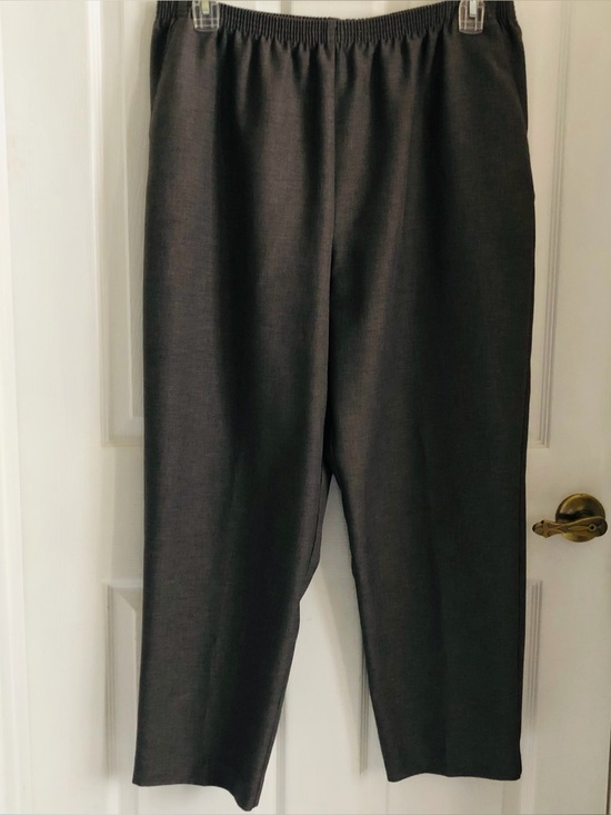 Alfred Dunner Pants - Alfred Dunner pants gray elastic waistband dress trousers straight leg Plus 18